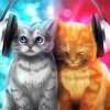 Cute Cats With Headphones paint by number