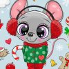 Cute Mouse Wearing Headphone paint by number