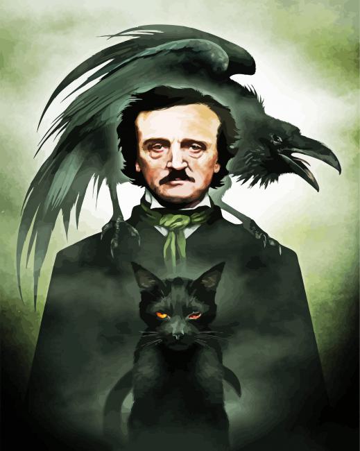 Edgar Allan Poe And Cat paint by number