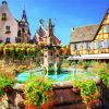 Eguisheim Hostellerie Du Chateau Fountain paint by numbers