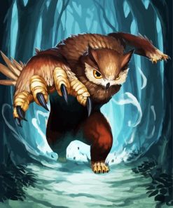 Fantasy Owlbear Monster paint by numbers