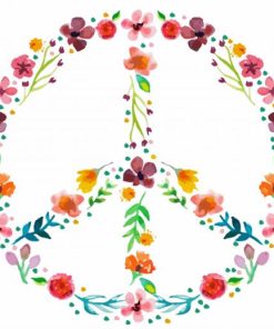Flower Peace Sign paint by numbers