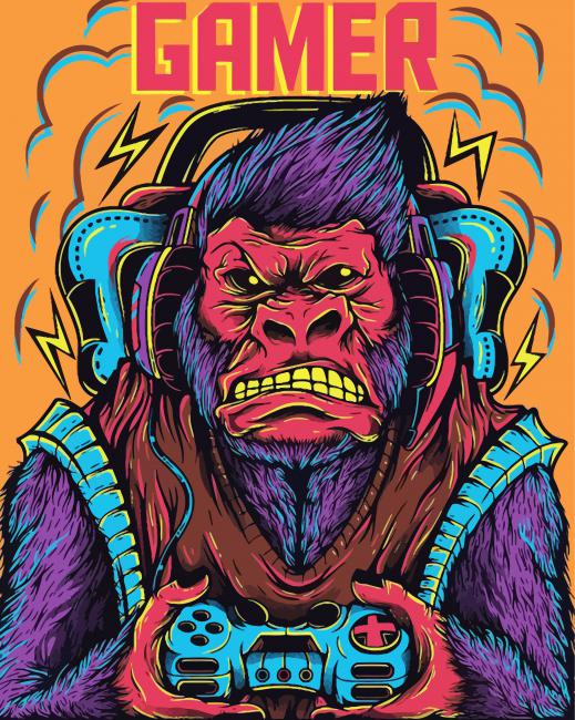 Gamer Monkey paint by numbers