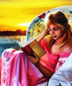Girl Reading Book paint by numbers