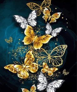 Gold Butterflies paint by numbers