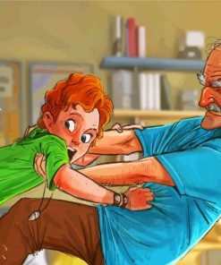 Grandpa Saving His Grandson paint by number