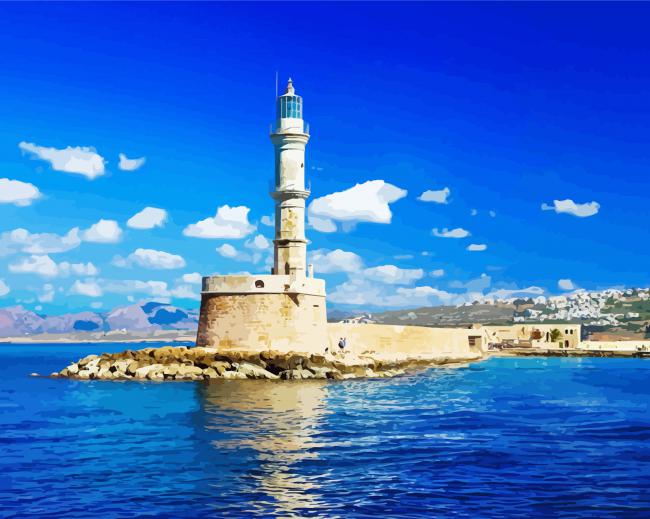 Greece Crete Chania Lighthouse paint by numbers