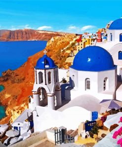 Greece Thera City Seascape paint by number