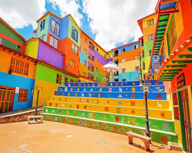Guatape Colorful Houses paint by number