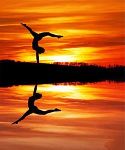 Handstand Silhouette Reflection paint by number