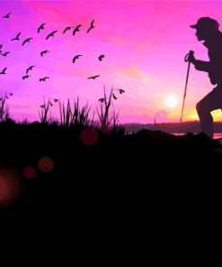 Hiker Silhouette At Sunset paint by numbers