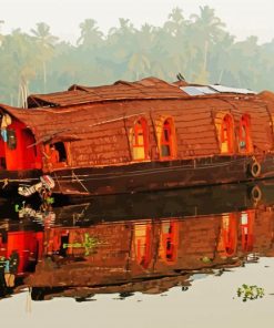 Houseboat In The River paint by numbers