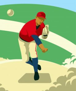 Illustration Baseball Pitcher paint by number