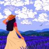 Illustration Girl In Lavender Field paint by numbers