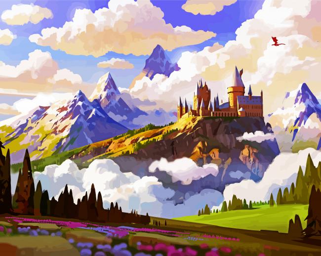Illustration Hogwarts Castle paint by numbers