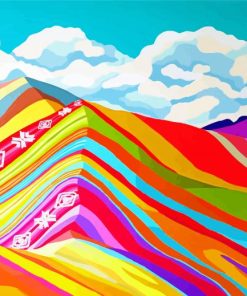 Illustration Rainbow Peru Mountain paint by number