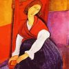 Jeanne Hebuterne In Red Shawl paint by number