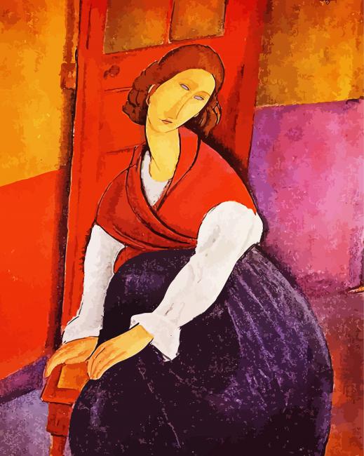 Jeanne Hebuterne In Red Shawl paint by number