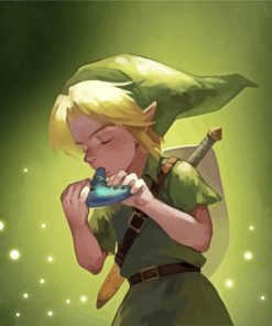 Link Playing Ocarina Legend Of Zelda paint by numbers