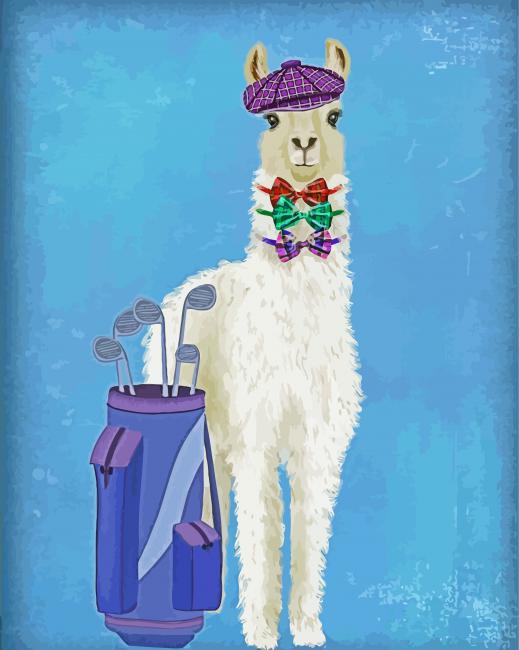 Llama Golfing paint by number
