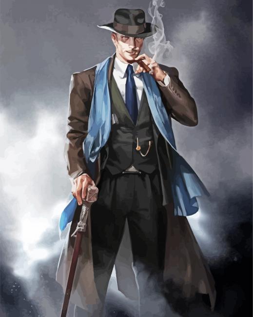 Classy Mafia Man Smoking paint by numbers