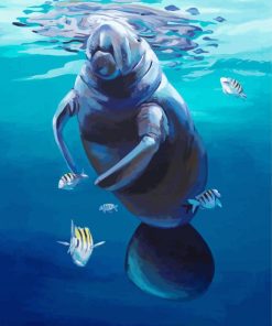 Manatee And Fish paint by numbers