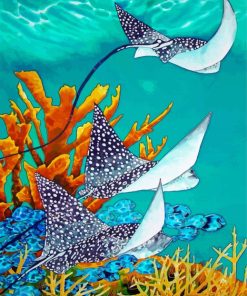 Manta Rays Underwater paint by numbers