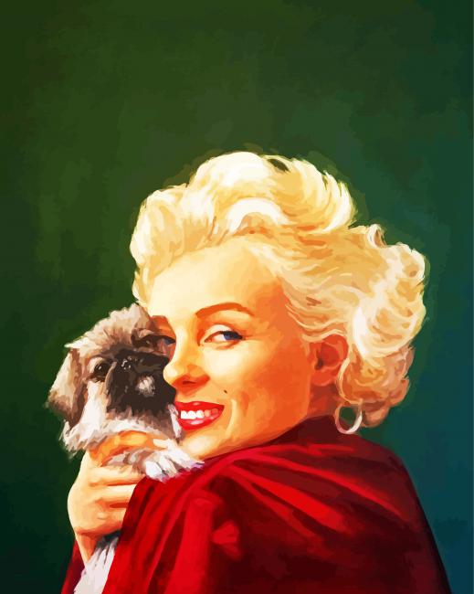Marilyn Monroe With Pekingese paint by number