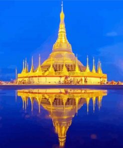 Maynmar Shwedagon Pagoda Water Reflection paint by numbers