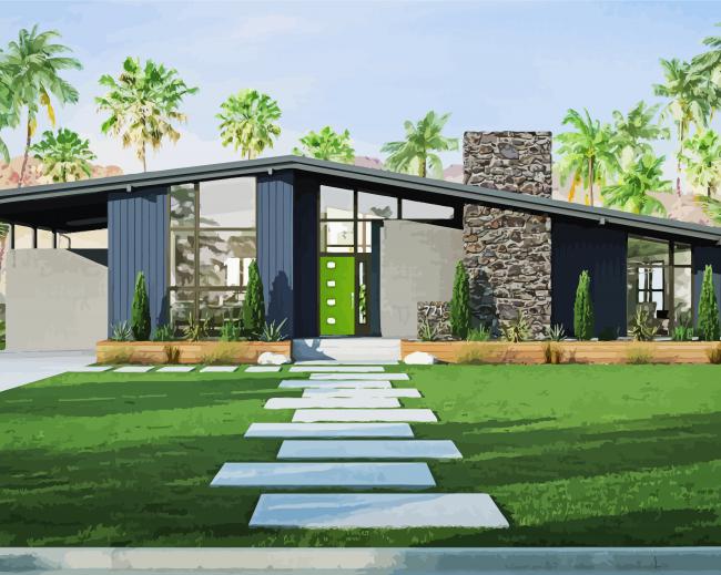 Mid Century Modern Exterior House paint by number