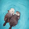 Two Muskrats Animals Swimming paint by numbers