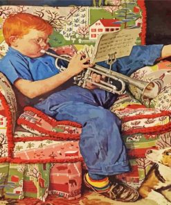 Norman Rockwell Trumpet Practice paint by numbers