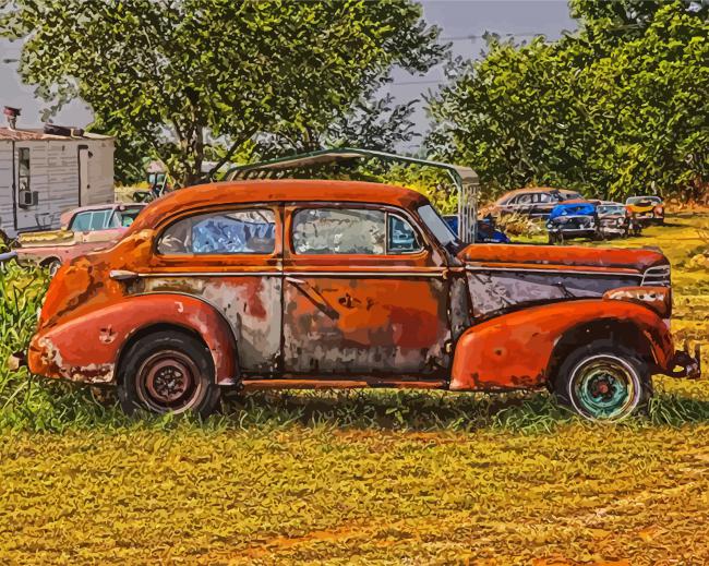 Old Rusted Car paint by numbers