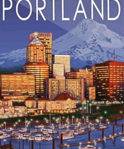 Oregon Portand Skyline Poster paint by numbers