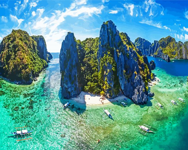 Philippines Palawan Tropical Island paint by number