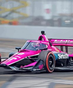 Pink Indy Race Car paint by numbers