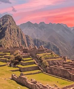 Pink Sunset At Machu Picchu paint by numbers