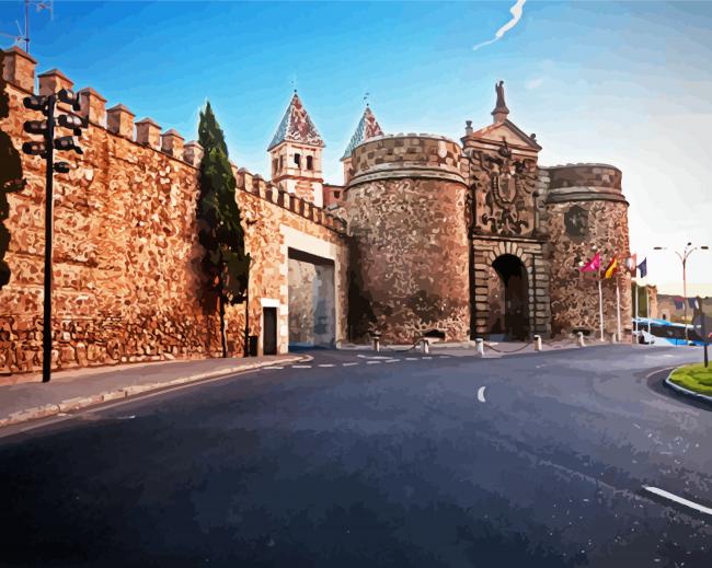 Puerta De Bisagra Toledo Spain paint by number