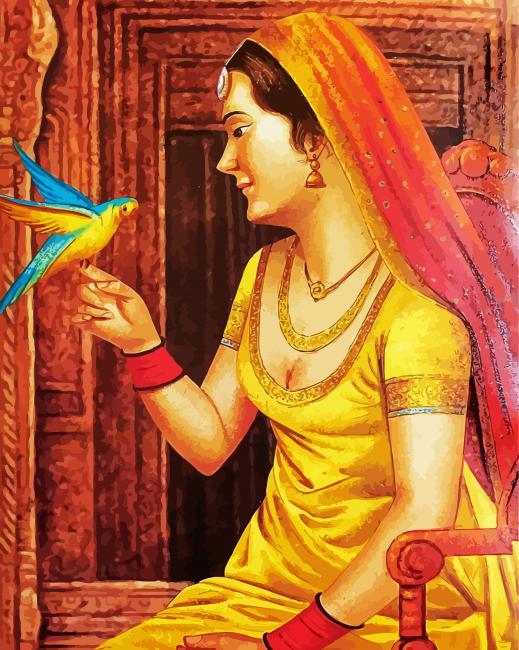 Punjabi Woman And Bird paint by numbers