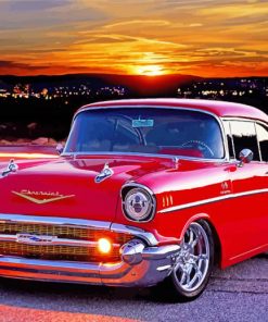 Red 57 Chevy Car paint by numbers