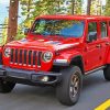 Red Wrangler Jeep paint by number