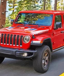 Red Wrangler Jeep paint by number