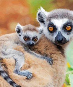Ring Tailed Lemur Family paint by numbers