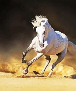 Running White Andalusian Horse paint by number