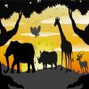Safari Animals Silhouette paint by number