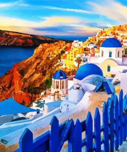 Santorini Thera Seascape paint by number