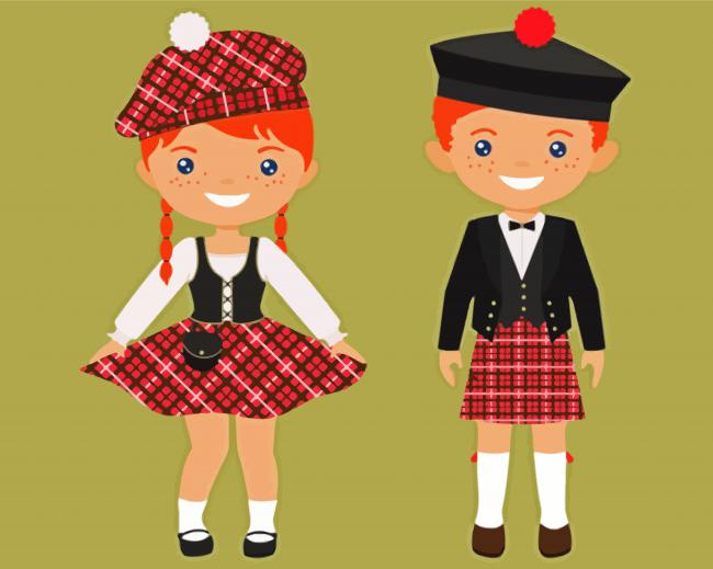 Scottish Girl And Boy paint by number