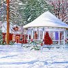 Winter Snow Gazebo paint by numbers