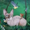 Little Sphynx Cat And Birds paint by numbers