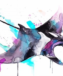Splatter Manta Rays Art paint by number